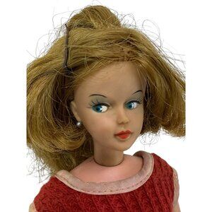 Vintage 1960s American Character Tressy Growing Hair Doll Red Waffle Knit Dress